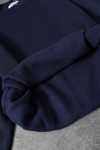 Erkek Lacivert Basic Bisiklet Yaka Oversize Sweatshirt