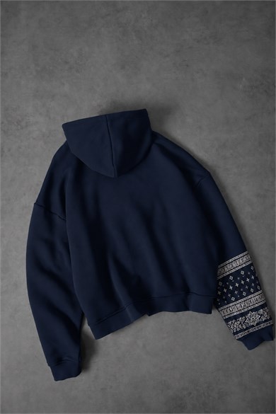 Erkek Lacivert Codex Oversize Full Zip Hoodie