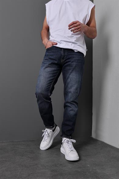 Erkek Lacivert Efektli Boyfriend Pantolon