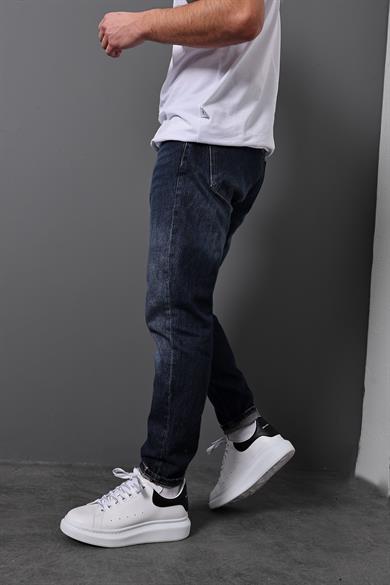 Erkek Lacivert Efektli Boyfriend Pantolon