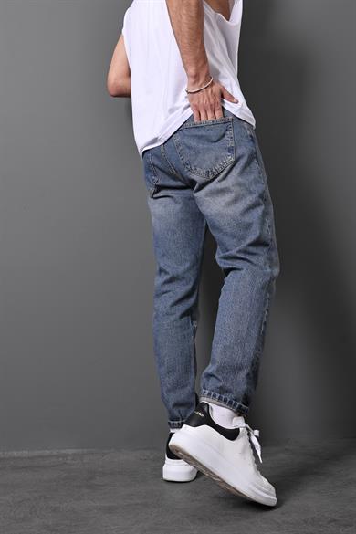 Erkek Lacivert Eskitme Boyfriend Pantolon