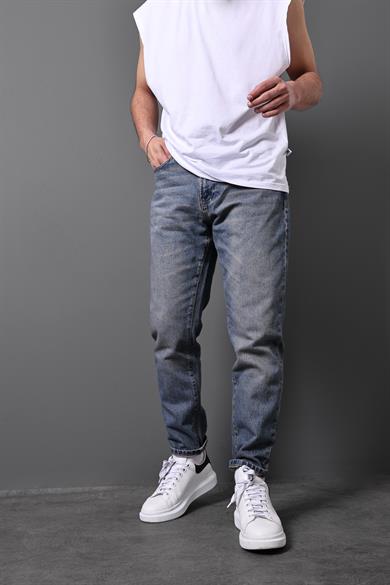 Erkek Lacivert Eskitme Boyfriend Pantolon