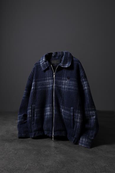 Erkek Lacivert Full Zip Astarlı Yün Ceket