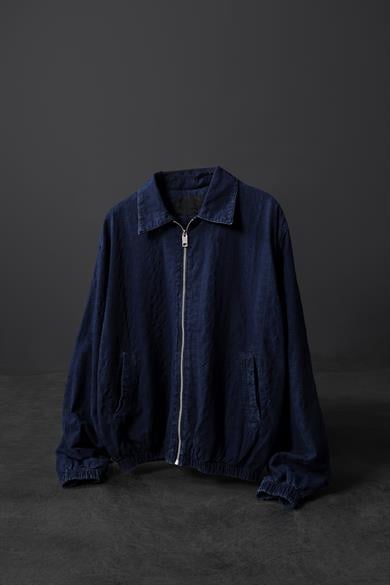 Erkek Lacivert Full Zip Nakışlı Ceket