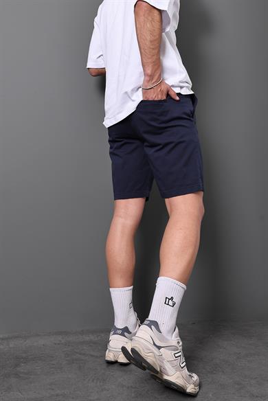 Erkek Lacivert İnce Gabardin Regular Kalıp Şort