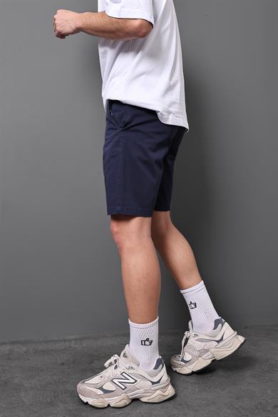 Erkek Lacivert İnce Gabardin Regular Kalıp Şort