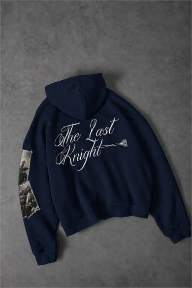 Erkek Lacivert Knight Oversize Full Zip Hoodie