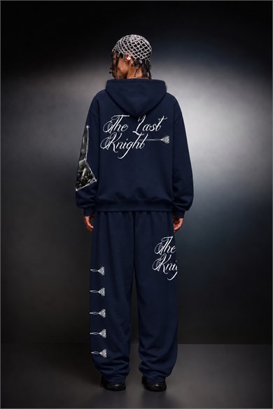 Erkek Lacivert Knight Oversize Full Zip Hoodie