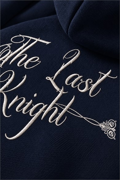 Erkek Lacivert Knight Oversize Full Zip Hoodie