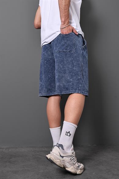 Erkek Lacivert Özel Yıkamalı Kumaş Regular Şort