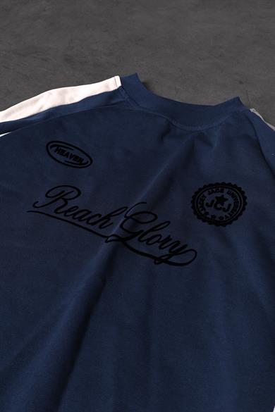 Erkek Lacivert Reach Baskılı Oversize Sweatshirt