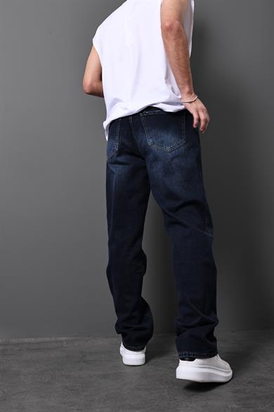 Erkek Lacivert Taşlı Efektli Baggy Pantolon