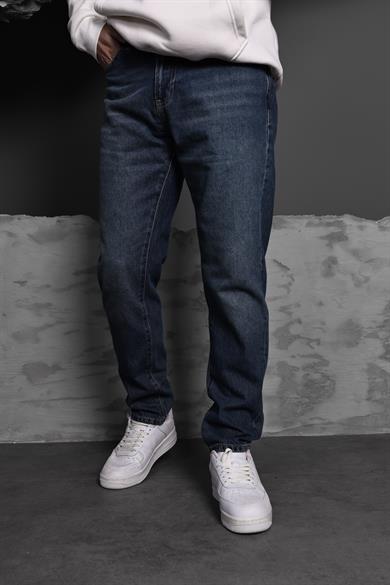 Erkek Lacivert Taşlı Efektli Boyfriend Pantolon