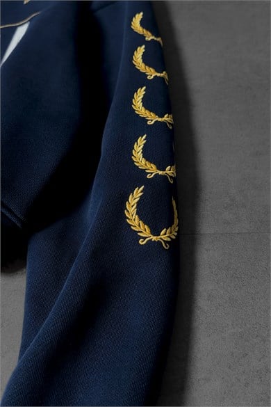 Erkek Lacivert Team Racing Oversize Half Zip Sweatshirt
