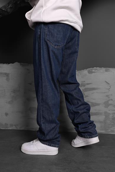 Erkek Lacivert Yıkamalı Baggy Pantolon