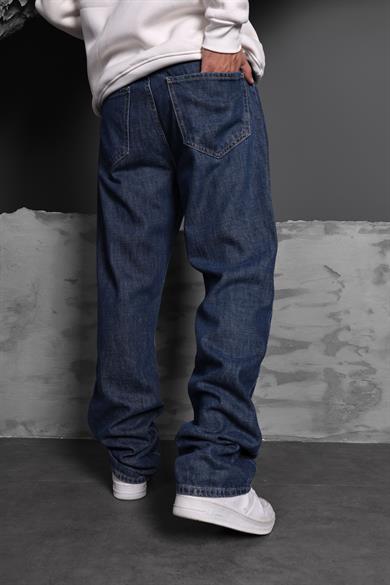 Erkek Lacivert Yıkamalı Baggy Pantolon