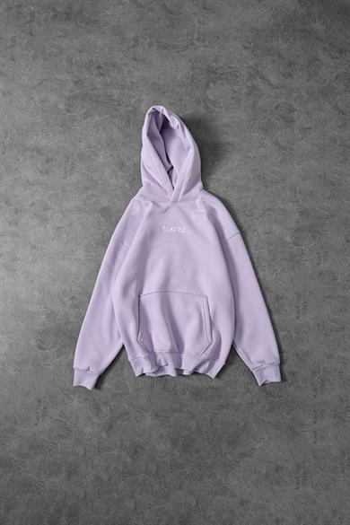 Erkek Lila Chaos Team Nakışlı Kapüşonlu Oversize Sweatshirt
