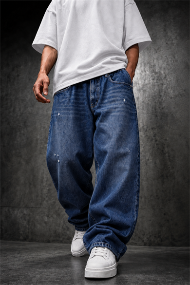 Erkek Mavi Baggy Denim Pantolon