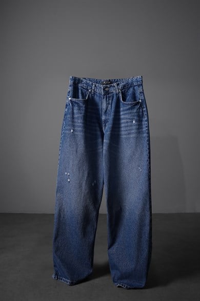 Erkek Mavi Baggy Denim Pantolon