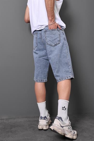 Erkek Mavi Baggy Kot Şort