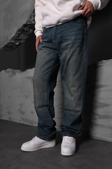 Erkek Mavi Taşlı Baggy Pantolon