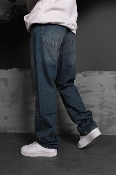 Erkek Mavi Taşlı Baggy Pantolon
