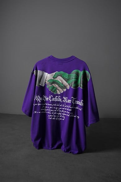 Erkek Mor Confiado Baskılı Box Fit Tshirt