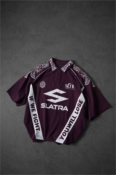 Erkek Mürdüm If We Fight  Polo Yaka Nakışlı Forma Tshirt