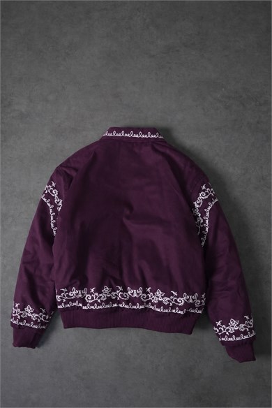 Erkek Mürdüm IVY Nakışlı Bomber Ceket