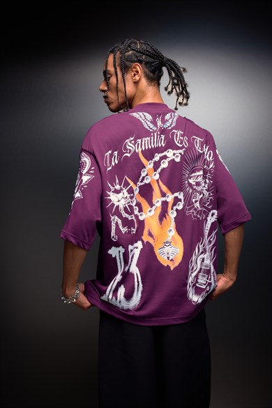 Erkek Mürdüm La Familia Es Todo Oversize Tshirt