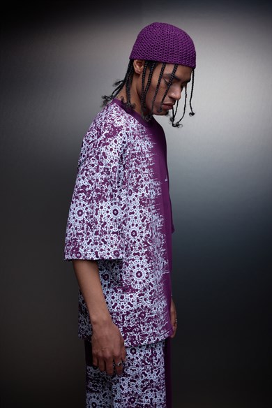 Erkek Mürdüm Side Effect Oversize Tshirt