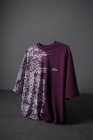 Erkek Mürdüm Side Effect Oversize Tshirt