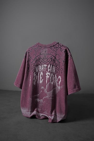 Erkek Mürdüm What Can İ Die For Oversize Yıkama Efektli Tshirt