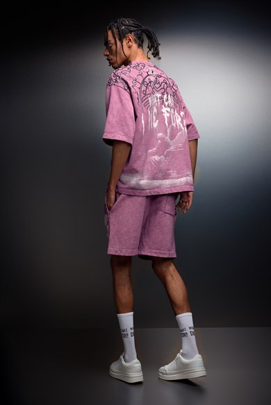 Erkek Mürdüm What Can İ Die For Oversize Yıkama Efektli Tshirt