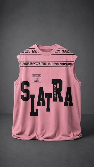 Erkek Pembe Fuck Average Sıfır Kol Oversize Atlet
