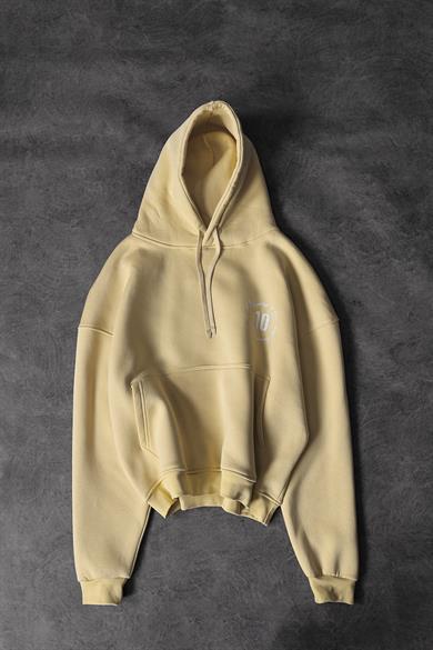 Erkek Sarı Playing As Ten Baskılı Oversize Kapüşonlu Sweatshirt