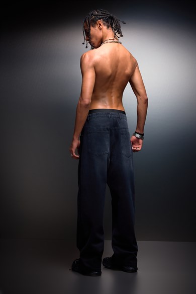 Erkek Siyah Baggy Denim Pantolon