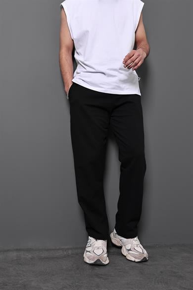 Erkek Siyah Basic 2 İplik Baggy Kalıp Eşofman