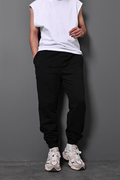 Erkek Siyah Basic 2 İplik Jogger Eşofman