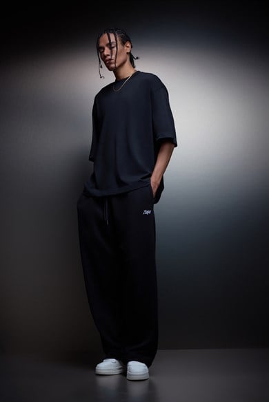 Erkek Siyah Basic Baggy Eşofman