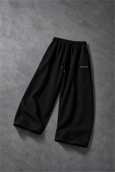 Erkek Siyah Basic Baggy Eşofman