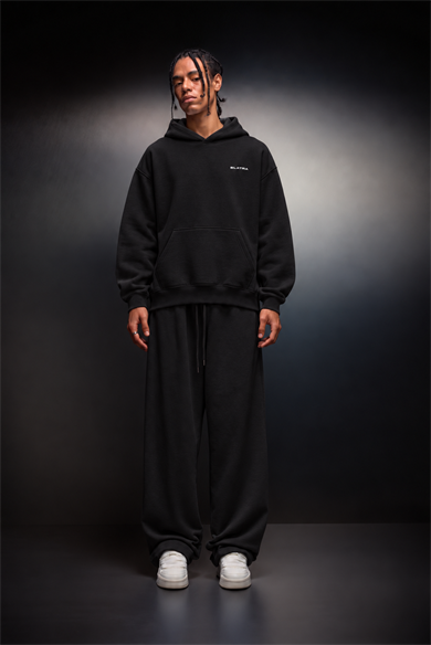 Erkek Siyah Basic Baggy Eşofman