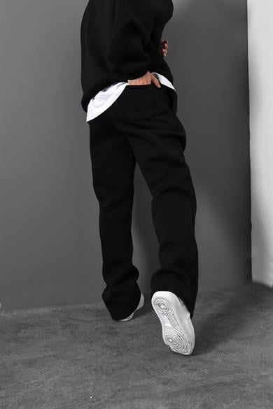 Erkek Siyah Basic Baggy Kalıp Eşofman