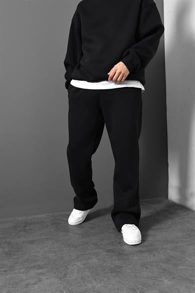 Erkek Siyah Basic Baggy Kalıp Eşofman