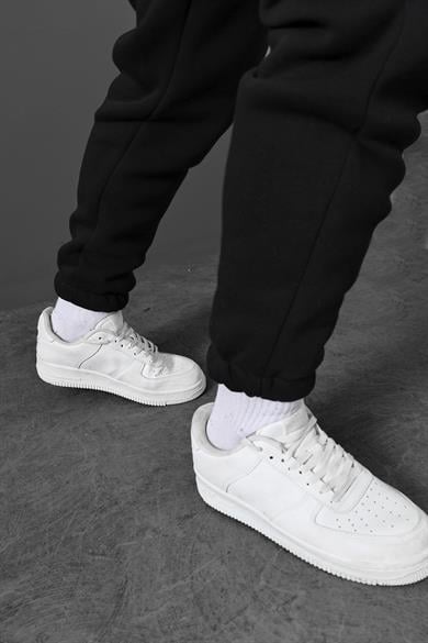 Erkek Siyah Basic Paça Lastikli Eşofman