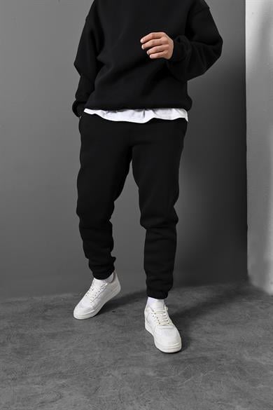 Erkek Siyah Basic Paça Lastikli Eşofman