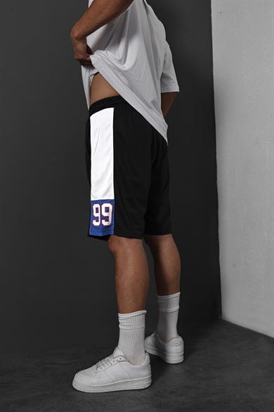 Erkek Siyah Baskılı Forma Şort