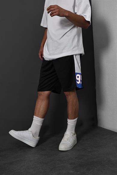 Erkek Siyah Baskılı Forma Şort