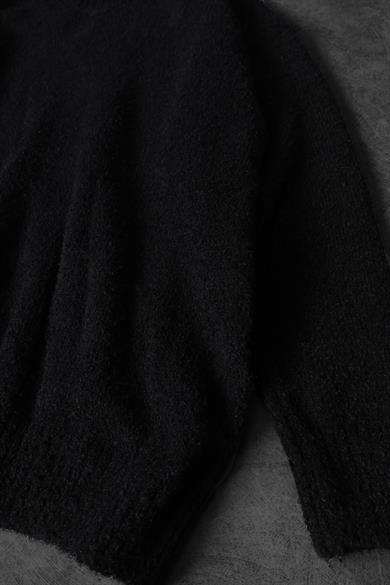 Erkek Siyah Bisiklet Yaka Oversize Yün Kazak