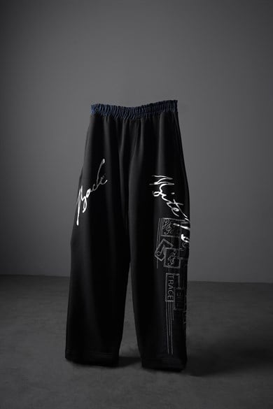 Erkek Siyah Bite Back Kemer Detaylı Baggy Eşofman